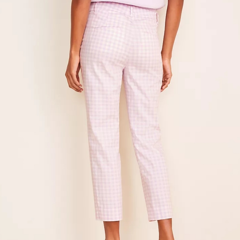 Ann Taylor Pink Gingham Cropped Pants